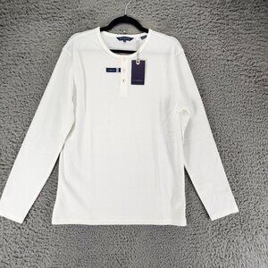 Stone Rose Shirt Mens Medium Cream White Long Sleeve Henley *NWT*